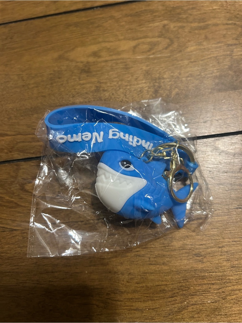 Blue Whale Silicone Keychain Wristlet with Gold-Tone Hardware